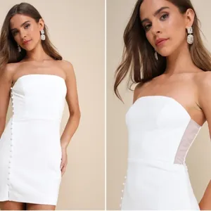 LULUS Bridal Bachelorette Engagement Bridal Shower Sexy Strapless Mini Dress thumbnail 4