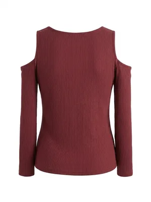Active USA Women's Cold-Shoulder Crisscross Ribbed Top thumbnail 3