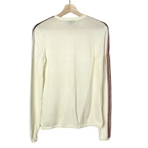 Worth Ivory Crew Neck Pullover Stripe Shoulder & Sleeve Wool Sweater S‎ thumbnail 2