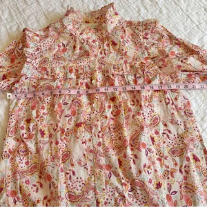 Pinch Floral Paisley Print Ruffle Long Sleeve Blouse Large NWT NEW thumbnail 2