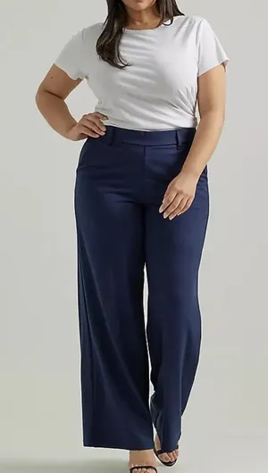 LEE WOMEN'S ULTRA LUX COMFORT ANY WEAR WIDE LEG PANT Emperor Navy, Size 24W, NEW thumbnail 1