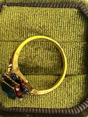 Vintage/Bohemian Design Stainless Steel Golden w/ Multicolor Beads Ring S 9 thumbnail 3