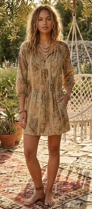 Denim & Supply Ralph Lauren Corduroy Peasant Dress Lace Trim Floral Botanical thumbnail 1