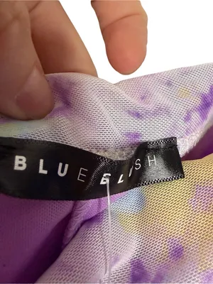 💜 Blue Blush NWT Lilac Watercolor Mesh Ruffle Maxi Dress Size Large 💜 thumbnail 4