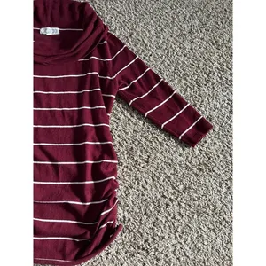 Pink Rose Cowl Neck‎ Quater Sleeve ruched Maroon/white strip sweater size large thumbnail 4
