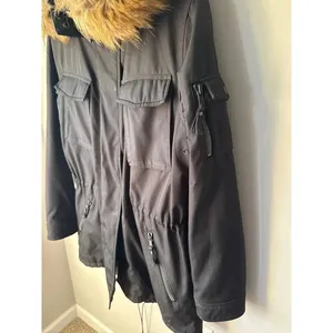 S13 New York Anorak Jacket Black Faux Fur Hood Large thumbnail 6