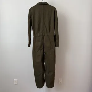 Mango MNG sz S Olive Green‎ Denim Utility Jumpsuit Long Sleeve Boilersuit Boho thumbnail 5