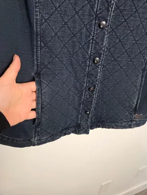 Vintage Quacker Factory Dream Jeannes Quilted Blue Denim Vest 90s Y2K Large thumbnail 7