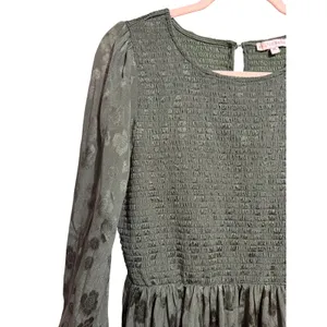 Baltic‎ Born Stockholm Smocked Maxi Dress Dark Green sz XL thumbnail 13
