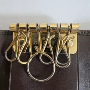 Gucci Vintage Web Stripe 6 Hook Key Case Brown Leather Made In‎ Italy thumbnail 5