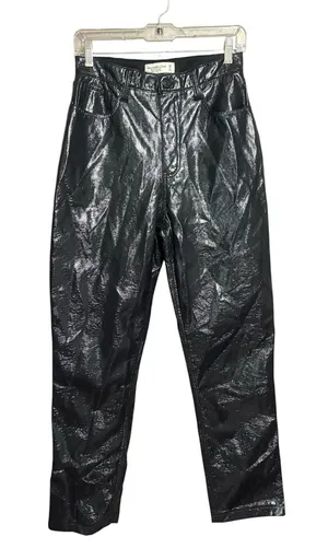 ABERCROMBIE & FITCH The ‘90s Straight Ultra High Rise Faux Patent Leather Pants thumbnail 1