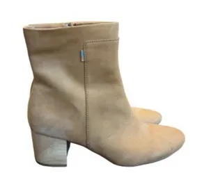 Toms Tan Suede Ankle Boots Wood Block Heel Booties Comfortable Size 9.5 Women's thumbnail 1