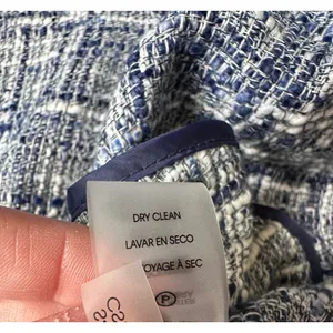 Calvin Klein Womens Blue White Tweed Fringe Open Front Jacket Size 2 Old money thumbnail 6