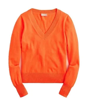 J.Crew 100% Cashmere Shrunken Crewneck Sweater Papaya Orange Pullover Size Small thumbnail 1