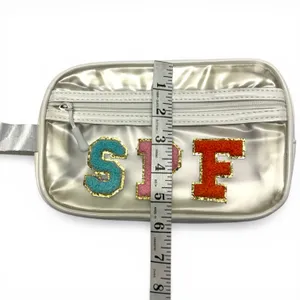 Clear SPF Makeup Bag Travel Cosmetic Pouch Chenille Patch Toiletry Organizer NWT thumbnail 5