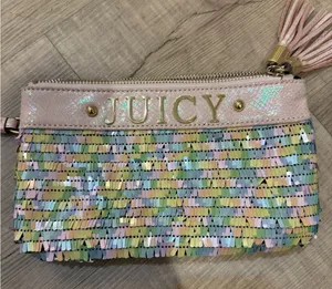 Juicy Couture‎ Y2K Pastel Rainbow Sequin Pouch / Wristlet - HTF thumbnail 1