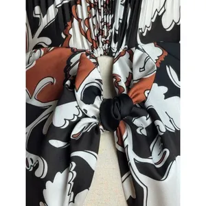 Delfi Collective‎ Dress Women Medium Black Claudine Printed Stretch Crepe Midi thumbnail 8