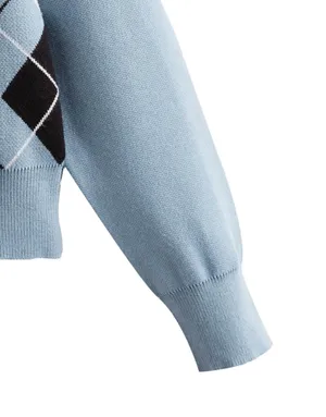SheIn blue argyle Sweater thumbnail 3
