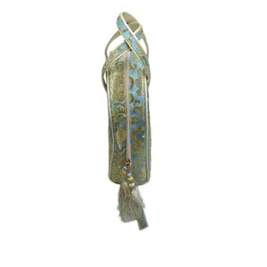 Vtg 60s Baby Blue Gold Chinoiserie Vanity Case 3pc Cosmetic Travel Bag Set thumbnail 6