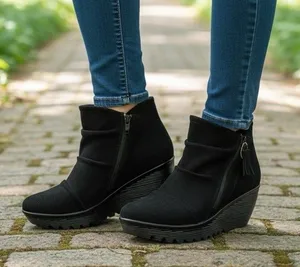 Skechers Parallel Triple Thread Black Suede Leather Ankle Boots Zipper US 10 thumbnail 1