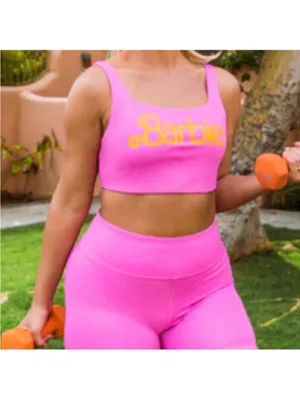 Show Me Your Mumu x Barbie Sports Bra and Shorts Set Hot Pink Sz S thumbnail 3