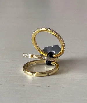 Nordstrom NWOT Adornia set of three gold cubic zicronia stacking rings thumbnail 3