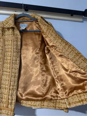 Bradley by Bradley Bayou Y2K Wool Metallic Tweed & Genuine Leather Zip Jacket XS thumbnail 10