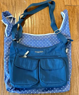 Baggallini blue crossbody travel bag and travel case thumbnail 1