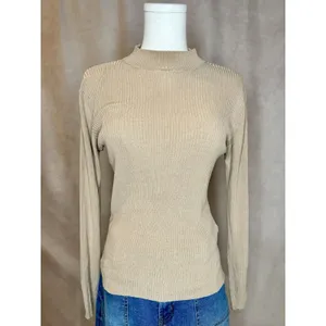 Vtg Best Connections Silk Ribbed Mock Neck Sweater Top Beige Size 10/12 thumbnail 2