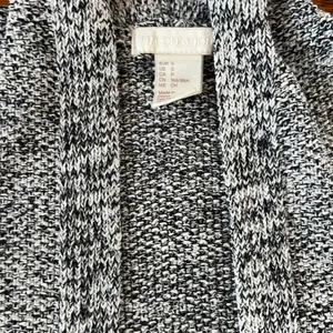H&M Conscious Marled Black and White Knit Open Front Cardigan | S thumbnail 3