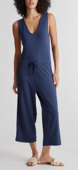 NWT Quince French Terry Modal Jumpsuit Navy Blue Sz M thumbnail 1