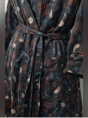 Vintage Christian Dior Monsieur Belted Jacquard Robe Paisley One Size thumbnail 9