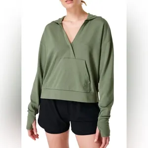 Sweaty Betty women’s after class relaxed fit salix green hooded sweatshirt SizeL thumbnail 2