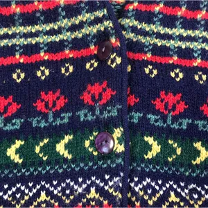 EDINBURGH Lambswool Cardigan Sz M VTG 80's Oversize Holiday Cozy Made Scotland thumbnail 7