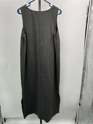 Vintage Pellini Maxi Dress L Olive Green Rayon Lagenlook Pocket 90s thumbnail 2