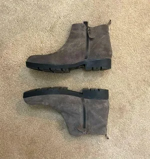 Costa Diva Gray Suede Ankle Zipper Booties Size 8 thumbnail 1