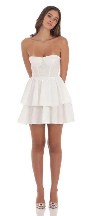 Lucy in the Sky Jacquard Corset Mini Dress in CREAM thumbnail 5