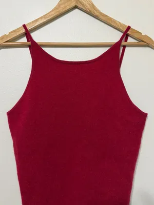 Ann Taylor 100% Cashmere Red Tank Top Size Small Fall Winter thumbnail 3
