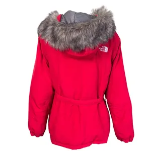 The North Face VTG y2k 800 Fill Down Snorkel Parka Sz XL?Red Faux Fur Belt thumbnail 4