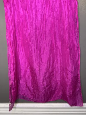 Pink Silk Scarf Womens One Size Sheer Crinkle Chiffon Rectangle Wrap Shawl India thumbnail 6