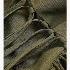 Elegant Olive Green Halter Dress New thumbnail 3