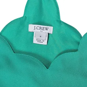 J. Crew‎ Factory Scalloped Cami Tank Top Teal Green Women's 2 Polyester Lined thumbnail 3