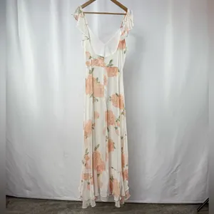 Lulus Take You‎ There Floral Print Maxi Dress in Ivory Size Small thumbnail 5
