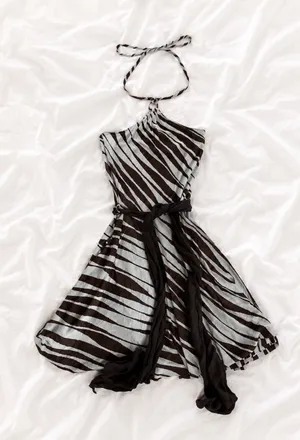Miss Sixty Striped Halter Dress Brown & White Medium thumbnail 1
