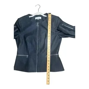 Calvin Klein Womens Denim Blue Peplum Zip Up Blazer,‎ Size 8 thumbnail 10