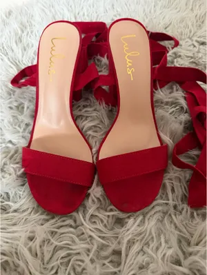 Lulus Red Lace-Up Heels thumbnail 3