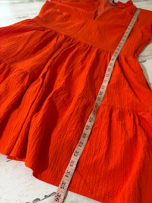 Alex Marie Bright Vanya V-Neck Orange Tiered Flutter-Sleeve Dress thumbnail 12