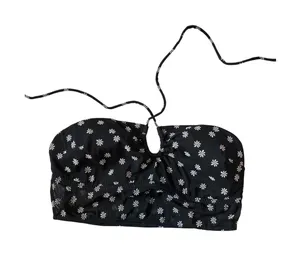 Gilly Hicks Black Daisy Floral Mesh Halter Bandeau Top Keyhole‎ Medium thumbnail 1