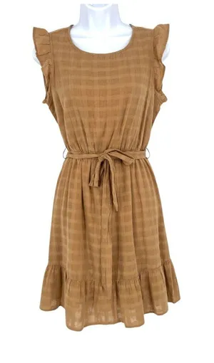 Velvet Heart Cottage Boho Tabatha Dress Ruffled Belted Tan Oat Size XS NWT thumbnail 1