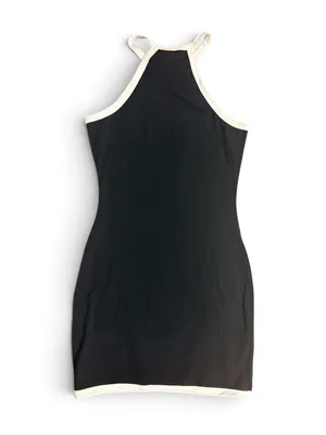 Black & White Contrast Halter Mini Dress Y2K 90s Style Size M thumbnail 4
